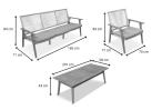 Set modern de mobilier de terasă Olvi din aluminiu în culoarea lemnului și accent natural decorativ cu sfoară - wymiary