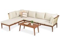Aluminiowy "drewniany" narożnik tarasowy w stylu boho Oluf Cream