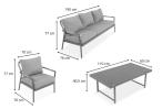Aluminiowy zestaw ogrodowy z sofą 190cm, fotelami i stolikiem