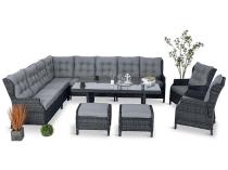 Duży narożnik technorattanowy z regulowanymi fotelami - Laritto Corner XL - Antracite