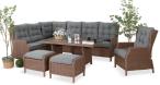 Technorattanowy narożnik 195x251cm z fotelem z regulowanym oparciem Laritto Brown