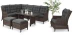 Brązowy narożnik z technorattanu Laritto 251x195cm z wysokim stołem i fotelem - Dark Brown