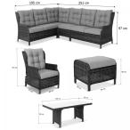 Duży technorattanowy narożnik 251x195cm z fotelami Laritto - Creme
