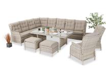 Beżowy narożnik ogrodowy z regulowanymi fotelami - Laritto Corner XL - Beige