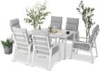 Biały komplet mebli tarasowych - stół 150cm + 6 foteli Renalo Dining - 6+1