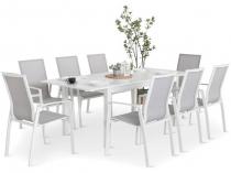 Komplet mebli obiadowych dla 8 osób z rozkładanym stołem 150-210cm - Azuro White