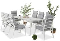 Duży komplet mebli tarasowych ze stołem obiadowym i 8 fotelami - Renalo Dining 8+1 - White