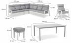 Grafitowe meble ogrodowe - narożnik modułowy, regulowane fotele i pufy - Renalo Corner XL