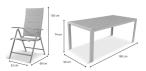 Set zahradního nábytku Kanbery 180cm +8 polohovatelných křesel Silver Wood - wymiary