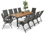 Aluminiowe meble ogrodowe z rozkładanym stołem 210cm + 10 krzeseł Tanami Daven Antracite