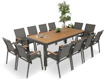 Meble ogrodowe z aluminium - stół 210cm i 12 krzeseł - Tanami Marla Antracite