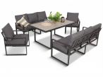 Meble ogrodowe dla 8 osób - sofy 175cm, fotele, stół obiadowy 160cm - Panaon Grande GG