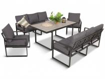 Meble ogrodowe dla 8 osób - sofy 175cm, fotele, stół obiadowy 160cm - Panaon Grande GG