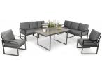 Meble ogrodowe dla 8 osób - sofy 175cm, fotele, stół obiadowy 160cm - Panaon Grande GG