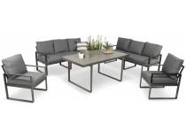 Meble ogrodowe dla 8 osób - sofy 175cm, fotele, stół obiadowy 160cm - Panaon Grande GG
