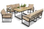 Jasny komplet mebli metalowych na taras dla 8 osób - Panaon Grande WB