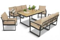 Jasny komplet mebli metalowych na taras dla 8 osób - Panaon Grande WB