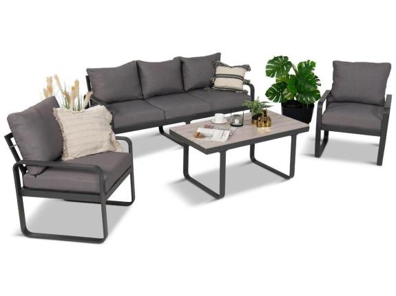 Šedý moderní zahradní nábytek - sada pohovky a křesla - Panaon Dining GG