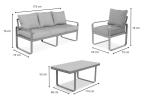 Šedý moderní zahradní nábytek - sada pohovky a křesla - Panaon Dining GG - wymiary