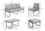 Meble ogrodowe metalowe - sofa 175cm, fotele, pufy i stolik kawowy - Panaon Dining