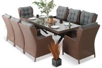 Brązowe meble obiadowe ze stołem 220cm i 8 fotelami Laritto X - Brown