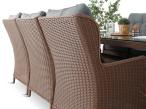 Stół obiadowy z nogą X 220cm i 8 foteli Laritto - Brown