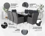 Zestaw mebli obiadowych dla 8 osób ze stołem 220cm Laritto Brown - technorattan