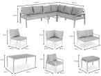 Szare nowoczesne meble ogrodowe - modułowy narożnik 184x239cm i fotel - Sodor Corner XL - Silver