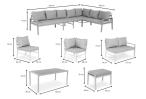 Zestaw mebli ogrodowych metalowych ze stołem 160cm i pufami Sodor Corner XXL - Silver