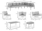 Zestaw mebli ogrodowych metalowych ze stołem 160cm i pufami Sodor Corner XXL - Silver