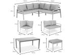 Metalowy narożnik na taras z pufami o stołem 120cm Sodor Corner - Dark Grey