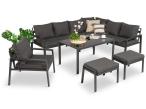 OUTLET - Komplet ogrodowy metalowy z narożnikiem, fotelem i pufami - Sodor Corner XL - Dark Grey