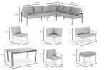 Zestaw mebli ogrodowych z narożnikiem modułowym, fotelem i pufami - Sodor Corner XL - Silver