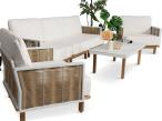 Designerski zestaw ogrodowy premium w stylu japandi ze stolikiem sofą i fotelami 