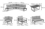 Grafitowy narożnik ogrodowy z fotelem i stolikiem 110cm Panaon Corner 220x220 - DG