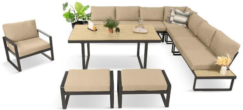 Narożnik Panaon z fotelem i pufami