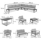 Zestaw mebli ogrodowych dla 10 osób z modułowym narożnikiem 280x280cm Panaon Corner XXL WB