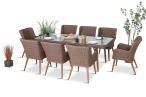 Brązowy zestaw ogrodowy ze stołem obiadowym 220cm i 8 fotelami technorattanowymi Tonitto Dining 8+1 Brown