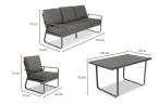Grafitowy metalowy komplet ogrodowy z sofą 173 cm Ater Dining