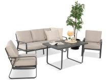 Nowoczesne meble tarasowe - komplet z sofą i fotelami Ater Dining - Beige