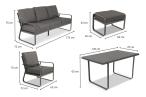 Komplet mebli na taras - sofa 173cm, 2 fotele, pufy i stół 120cm Ater Dining - Dark Grey