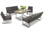 Grafitowe meble metalowe na taras dla 8 osób z 2 sofami Ater Grande - Dark Grey