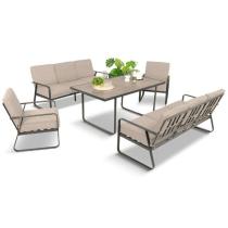 Komplet mebli ogrodowych z wysokim stołem 160cm, sofami i fotelami - Ater Grande - Beige
