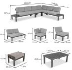 Nowoczesny narożnik modułowy na taras - Calamba Corner XL - Grey