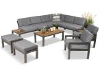 Aluminiowy komplet mebli na taras - narożnik, fotele, pufy - Calamba Corner XL - Grey
