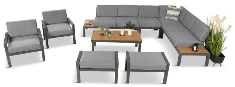 Komplet mebli Calamba z fotelami i pufami