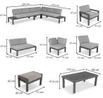 Nowoczesny komplet mebli ogrodowych z modułowym narożnikiem - Calamba Corner XL - Antracite