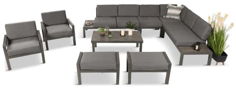 Narożnik Calamba z fotelami i pufami