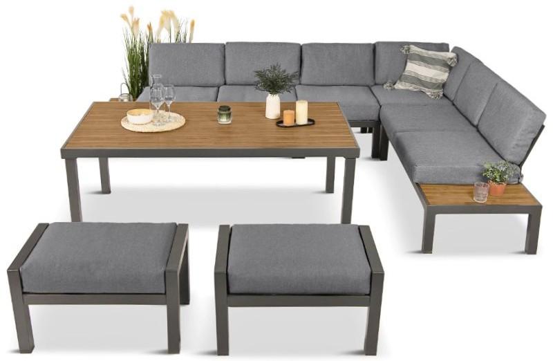 Komplet mebli Calamba z narożnikiem oraz wysokim stołem