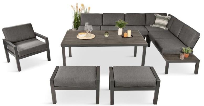 Narożnik Calamba z fotelem i stołem